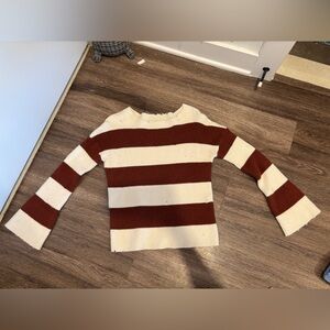 Gilded Intent Cream and Maroon Striped Sweater